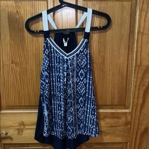 Brand new navy and white tank top